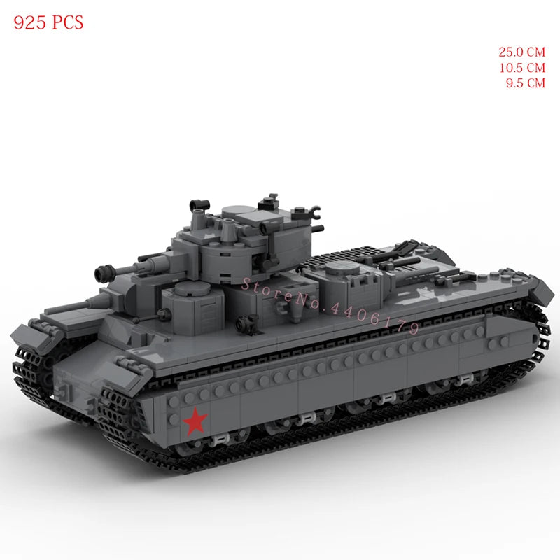 Militaire chaud seconde guerre mondiale armée de l'union soviétique T-35 char lourd bataille moscou armes de guerre équipement bloc de construction modèle brique jouets pour cadeau