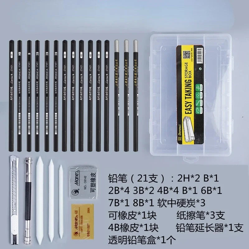 Ensemble de crayons de croquis pour débutants, 29 pièces, Kit professionnel, matériau imperméable, vêtements durables, fournitures scolaires