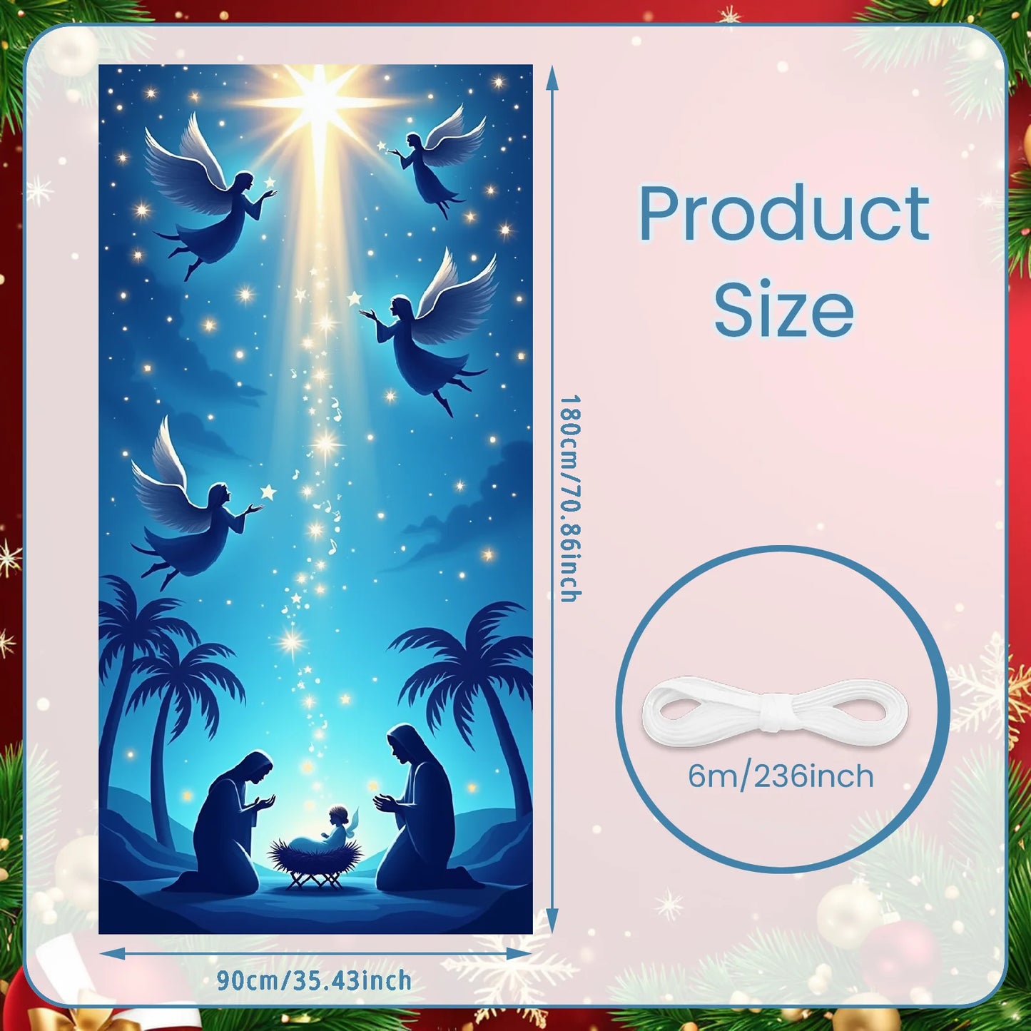 Bannière de Noël Ornements rouges Décoration de vacances Motif de flocon de neige Festivités d'hiver pour la décoration de la maison Célébration de vacances I