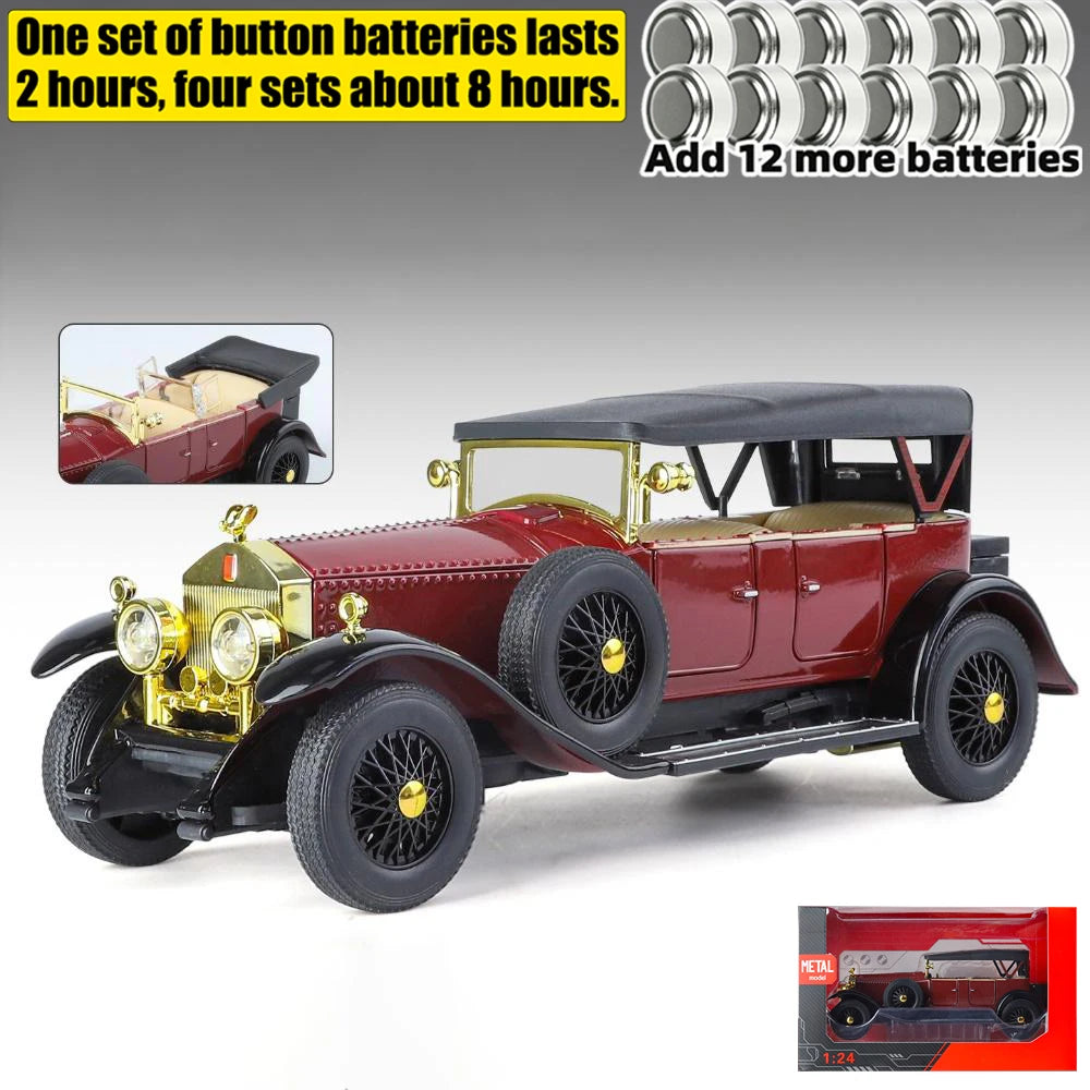 1:24 Rolls Royce Phantom I 1925 De Luxe Voiture Alliage Métal Moulés sous Pression Modèle De Voiture Son Et Lumière Décoration de La Maison Ornements Classique Rétro