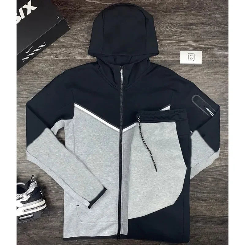 Manteau de sport pour hommes printemps et automne nouvelle taille européenne vêtements de sport pantalon à capuche ensemble décontracté survêtement hommes