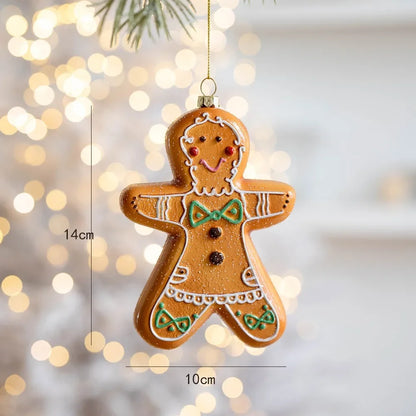 Décor de noël créatif bonhomme en pain d'épice Biscuit crème glacée pendentif arbre de noël père noël ornement suspendu joyeux noël 2025