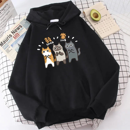Sweat-shirt à capuche pour hommes, vêtements Wei, confort, vigueur, loisirs, sport, vêtements polyvalents pour jeunes, trois chats applaudissements et applaudissements