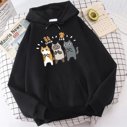 Sweat-shirt à capuche pour hommes, vêtements Wei, confort, vigueur, loisirs, sport, vêtements polyvalents pour jeunes, trois chats applaudissements et applaudissements
