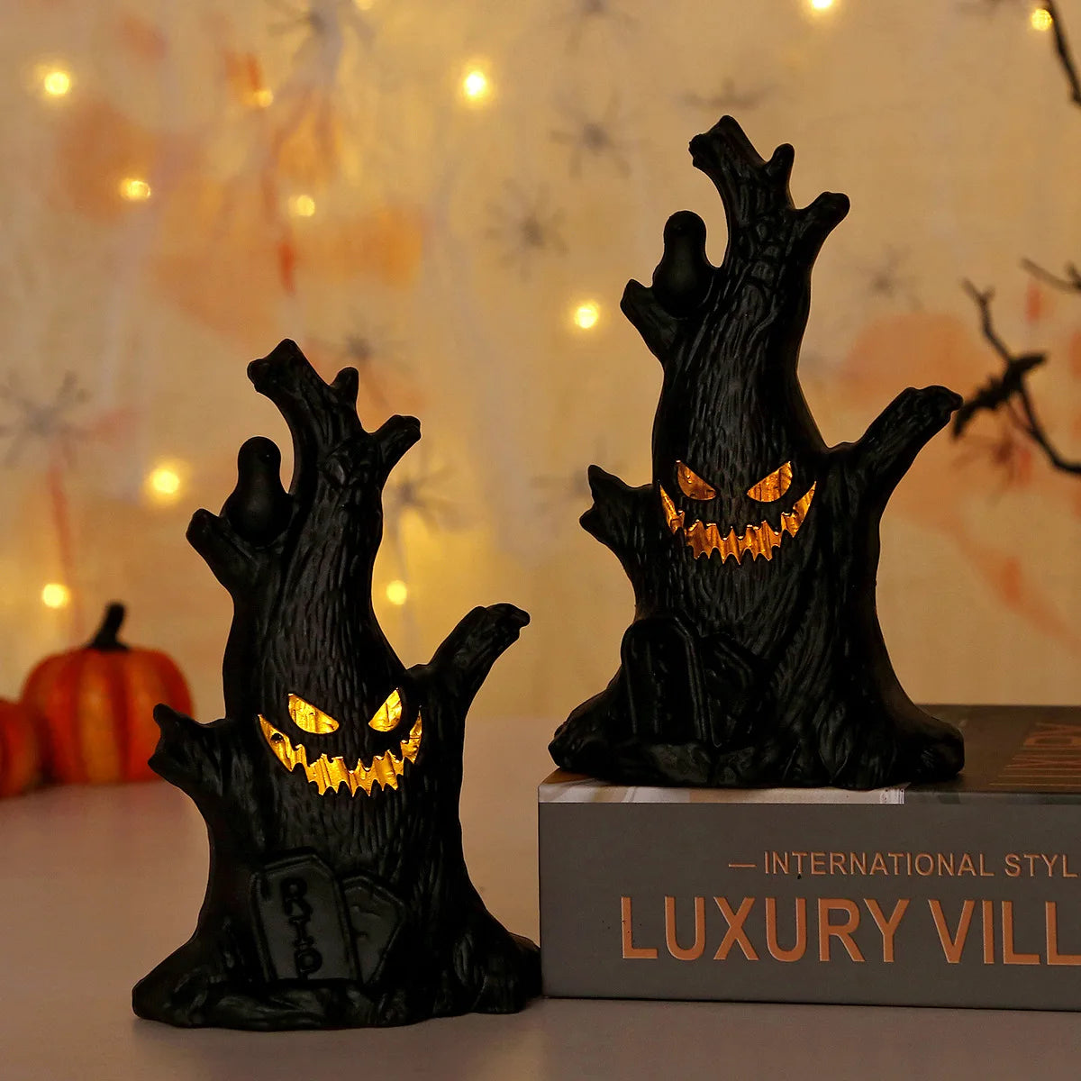Lanterne fantôme Led pour arbre fantôme, décoration d'halloween, lueur nocturne, visage fantôme, souche d'arbre, atmosphère de Festival, décoration d'horreur