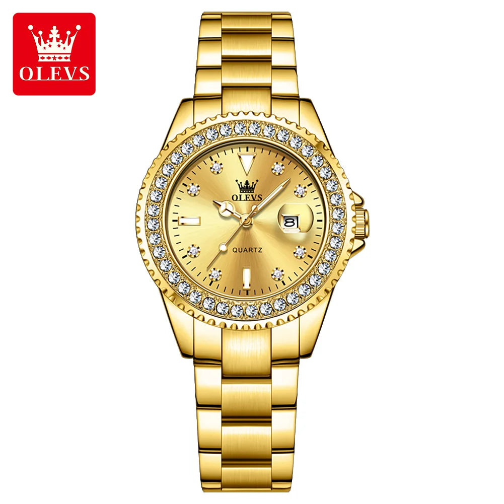 OLEVS 9945 Original diamant montre à Quartz pour femmes  élégant montres en acier inoxydable étanche femmes montres