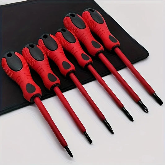 Tournevis à têtes droites croisées, poignées ergonomiques en caoutchouc, magnétiques, aucun assemblage requis, entretien quotidien à domicile, 6 pièces