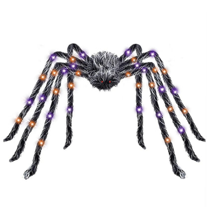 Araignée en peluche grise et blanche scintillante pour Halloween, fausse araignée géante en peluche, décor de maison hantée, accessoires d'araignée, décorations effrayantes pour jardin et cour