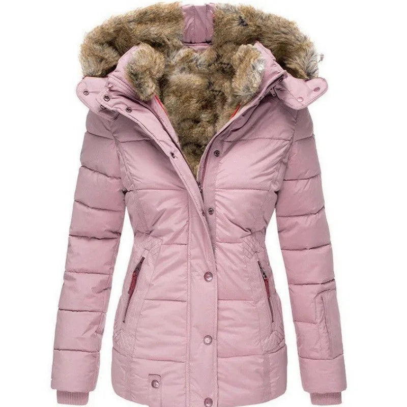 Manteau de luxe en laine et coton pour femme, parka Slim à capuche, fermeture éclair, manches longues, coupe-vent, combinaison de neige, manteau rembourré en coton, nouvelle collection hiver