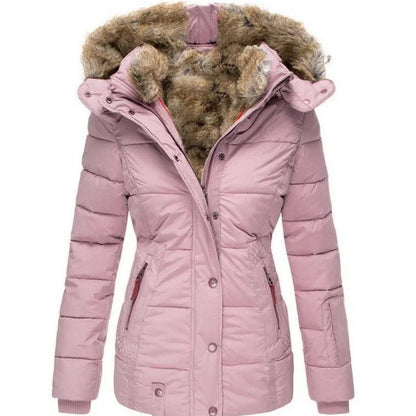 Manteau de luxe en laine et coton pour femme, parka Slim à capuche, fermeture éclair, manches longues, coupe-vent, combinaison de neige, manteau rembourré en coton, nouvelle collection hiver
