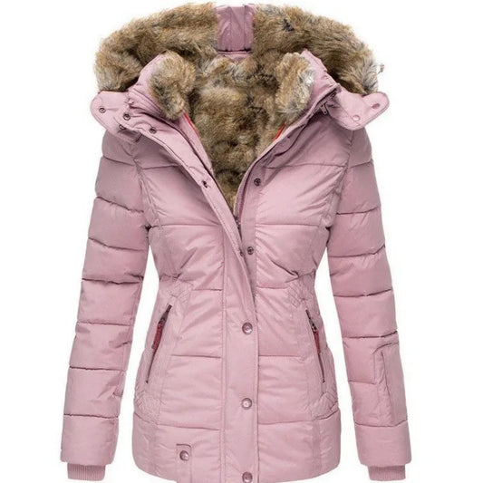 Manteau de luxe en laine et coton pour femme, parka Slim à capuche, fermeture éclair, manches longues, coupe-vent, combinaison de neige, manteau rembourré en coton, nouvelle collection hiver