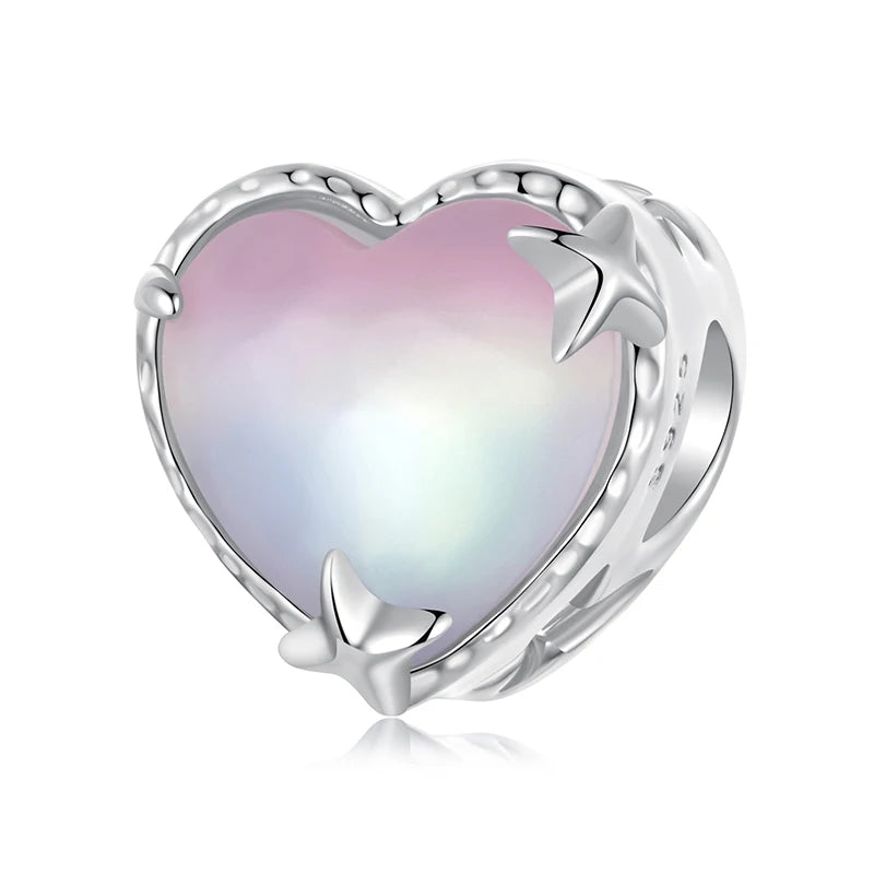 100% argent Sterling 925 véritable 10 couleurs breloque coeurs radieux en cristal pour Bracelet