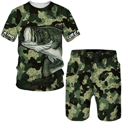 Été pêche bataille camouflage impression 3D hommes T-Shirts ensembles Harajuku mode T-Shirt Shorts deux pièces ensemble pull décontracté survêtement