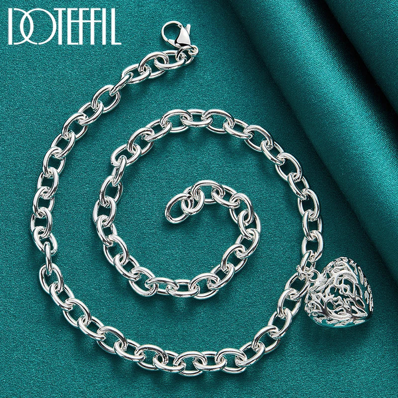 DOTEFFIL 925 en argent Sterling coeur pendentif à breloque collier exquis Senior pour femme fête de mariage bijoux cadeau