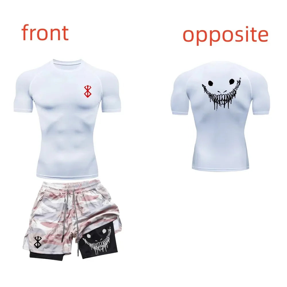 Ensemble de fitness décontracté à la mode pour hommes, vêtements de sport à séchage rapide, shorts + chemise, ensemble 2 pièces, course à pied, entraînement, été