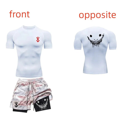 Ensemble de fitness décontracté à la mode pour hommes, vêtements de sport à séchage rapide, shorts + chemise, ensemble 2 pièces, course à pied, entraînement, été