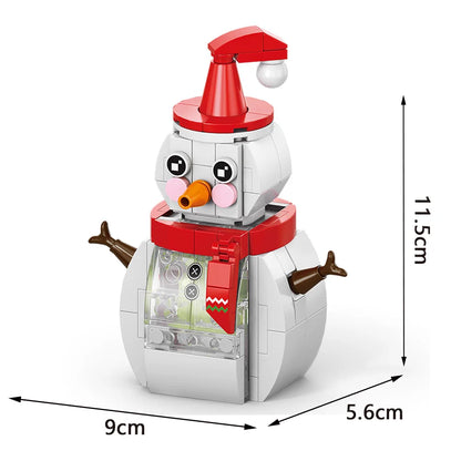 Maison de neige de noël, père noël, bonhomme de neige, blocs de construction de maison, briques, décoration DIY, ornement de bureau, jouets pour enfants