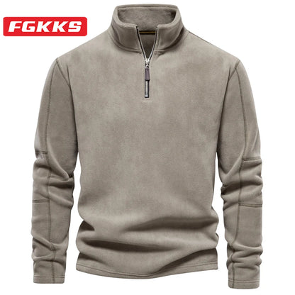 FGKKS 2023 sweat à capuche décontracté en plein air hommes chaud col à glissière haut de haute qualité conception sweat à capuche chaud hommes
