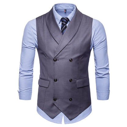 # 4822 hommes costume gilet couleur unie robe gilet mâle Double boutonnage gilet coupe ajustée formel sans manches hommes gilets grande taille 4XL