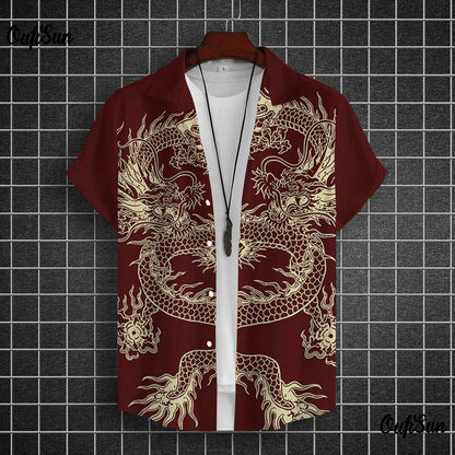 Chemises à manches courtes pour hommes, vêtements graphiques Y-Dragon, chemises 3D, streetwear décontracté, mode, été, déclin, chemisier masculin, 2024