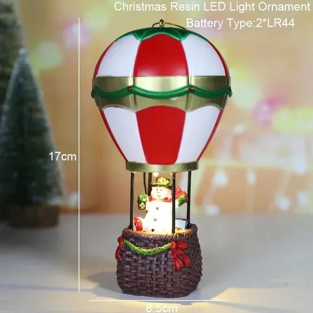 Maison LED de noël, aiguilles de pin, bonhomme de neige de noël, décoration lumineuse en résine, boutique de père noël, Micro ornements de paysage