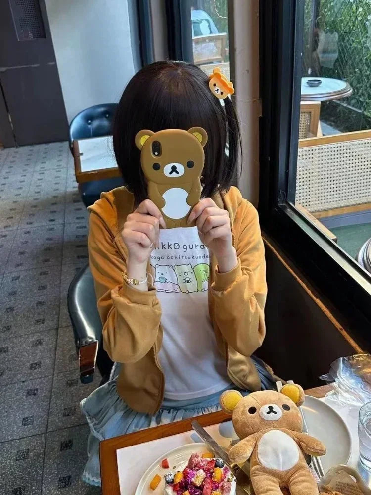 HOUZHOU Y2k Harajuku Streetwear sweat à capuche pour femme Style japonais Kawaii doux mignon dessin animé imprimé fermeture éclair sweat doux fille nouveau