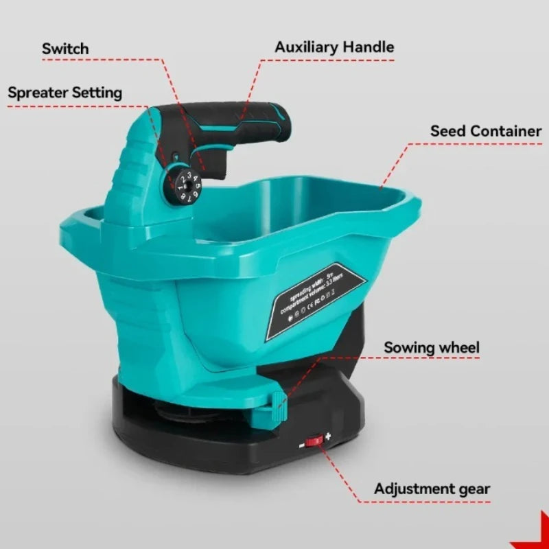 Épandeur d'engrais automatique à 6 vitesses, épandeur d'engrais électrique portatif, graines d'herbe, légumes, outils électriques de jardin agricole