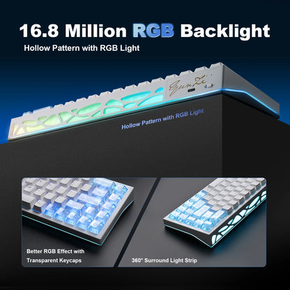 YUNZII AL65 clavier mécanique en aluminium blanc, clavier de jeu sans fil personnalisé QMK/VIA, clavier rétro-éclairé rvb à échange à chaud avec joint