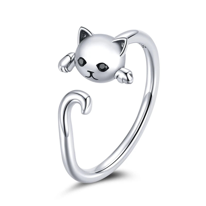 WOSTU-Bagues ajustables en argent regardé 925 pour femme, bijoux originaux empilables, taille ouverte