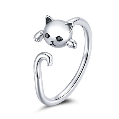 WOSTU-Bagues ajustables en argent regardé 925 pour femme, bijoux originaux empilables, taille ouverte