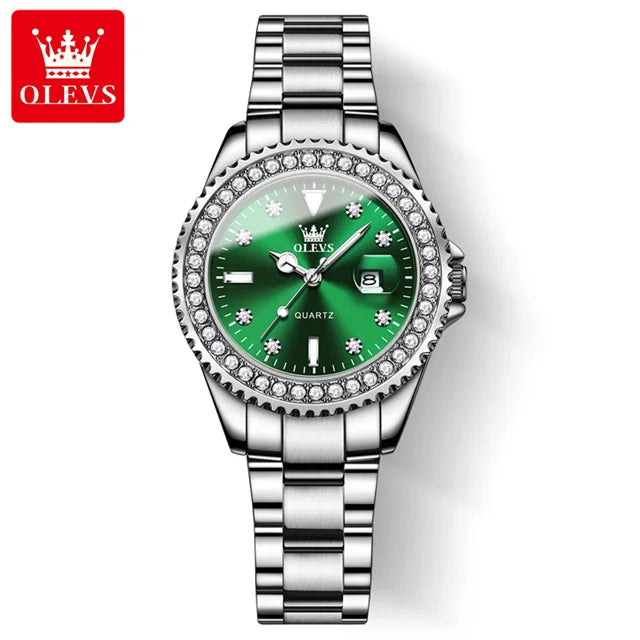 OLEVS 9945 Original diamant montre à Quartz pour femmes  élégant montres en acier inoxydable étanche femmes montres
