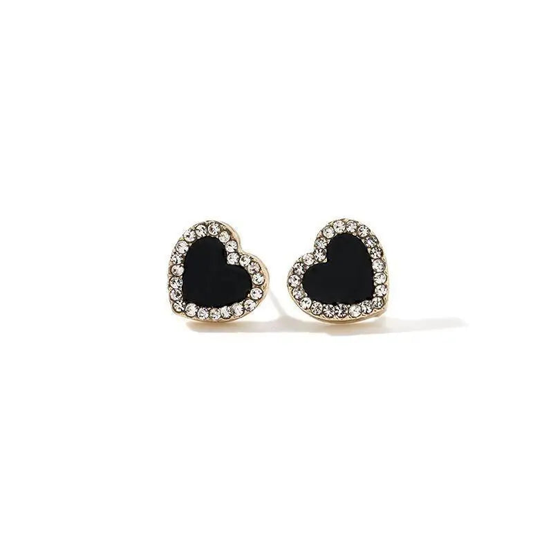 Boucles d'oreilles rondes en argent S925, strass assortis avec tout, simples, goutte d'eau noire,