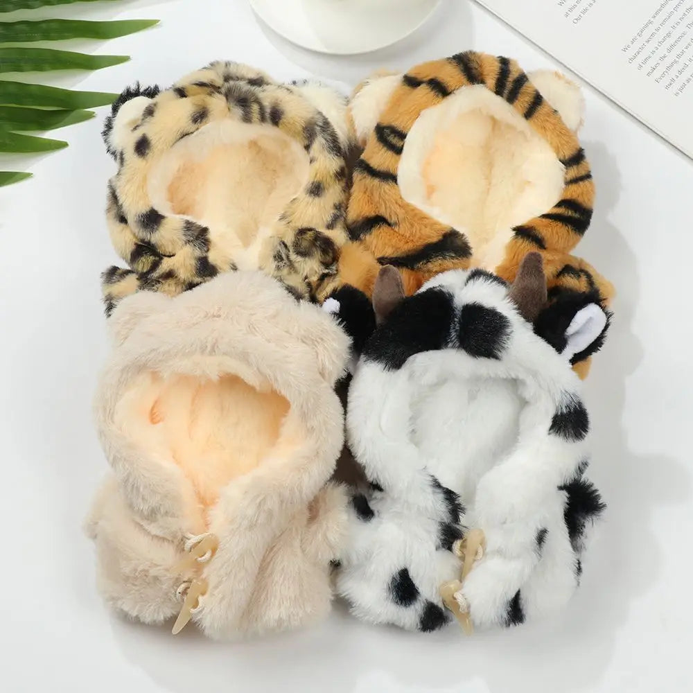 Vêtements de poupée idole de 20cm, jolis poupées en peluche en coton, manteau en peluche, lapin, ours, tigre, Mini corne, boucle, vêtements de poupée