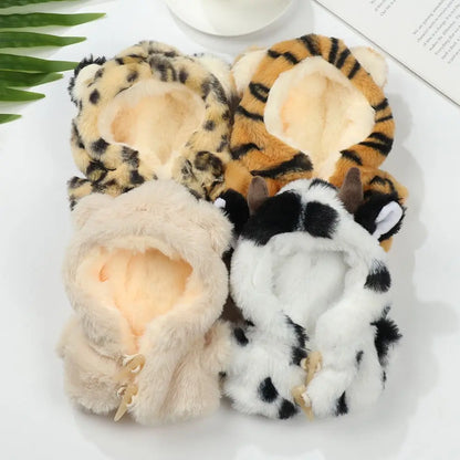 Vêtements de poupée idole de 20cm, jolis poupées en peluche en coton, manteau en peluche, lapin, ours, tigre, Mini corne, boucle, vêtements de poupée