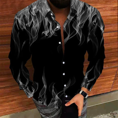 2023 Hommes Dames Hauts Couple Quotidien Flamme Décontracté Mode Rue En Plein Air Bleu Rouge Revers Bouton Chemise Haute Qualité Matériau Offre Spéciale