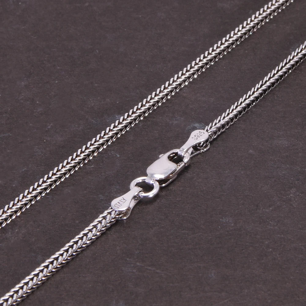 Collier en argent Sterling 925 pur pour femmes et hommes, chaîne Vintage sétaire 1.6mm rétro solide