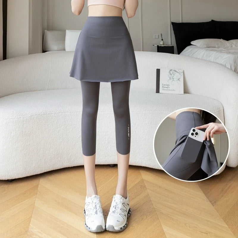 Jupe courte en soie glacée pour femmes, Style d'été, entrejambe, taille haute, jupe de sport de Yoga, fille épicée, Style doux et Cool, jupe plissée