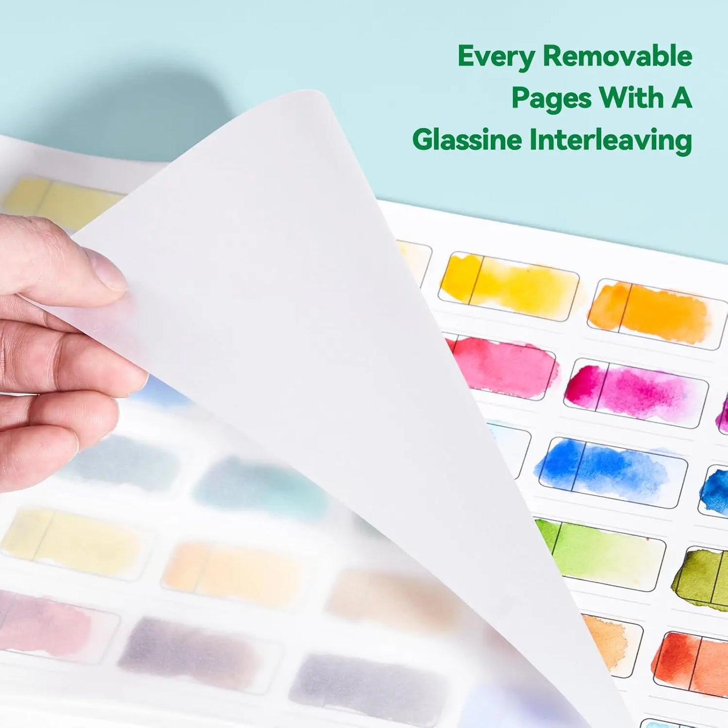 LIGHTWISH – livre d'échantillons d'aquarelle, 12 feuilles détachables 100% coton, 36 espaces, 300 g/m2/140 lb pour aquarelle, Gouache, pastels à l'huile