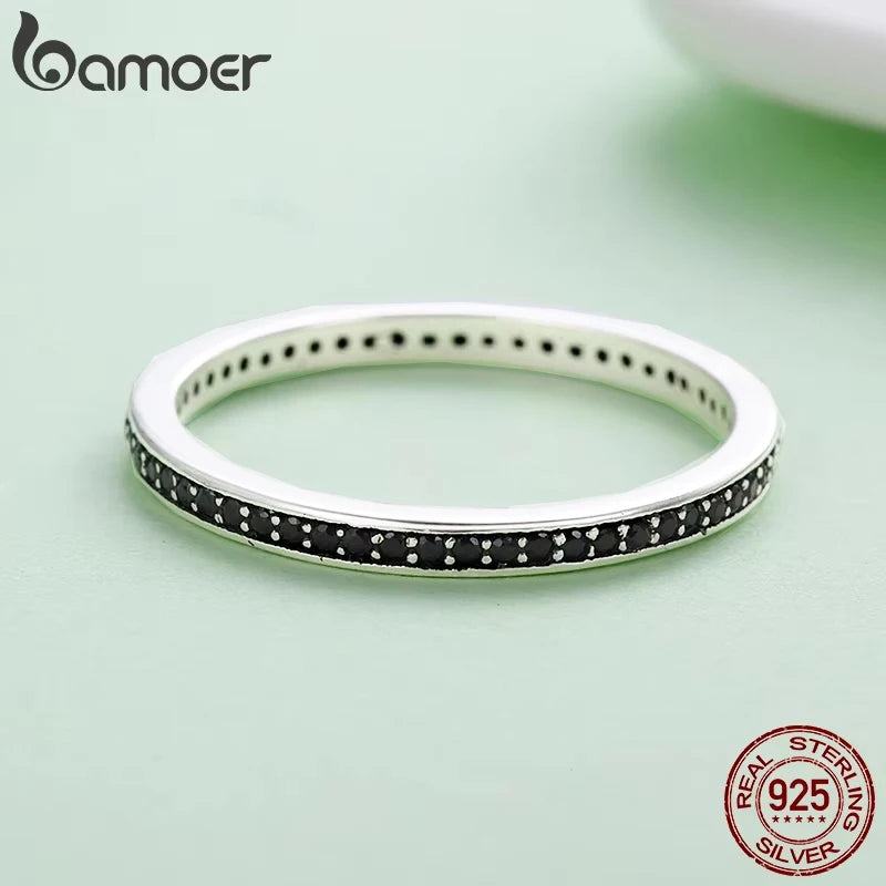 BAMOER authentique 925 en argent Sterling éblouissant CZ anneaux empilables pour les femmes bijoux de mariage mère cadeau SCR114