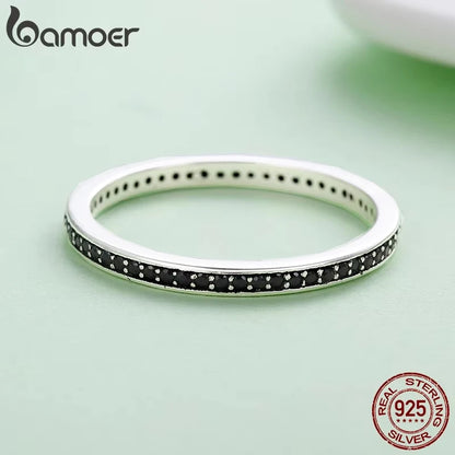 BAMOER authentique 925 en argent Sterling éblouissant CZ anneaux empilables pour les femmes bijoux de mariage mère cadeau SCR114