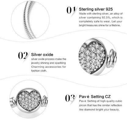 BAMOER authentique 100% 925 argent Sterling classique serpent chaîne Bracelet et Bracelet pour les femmes pavé réglage CZ bijoux fins PAS916