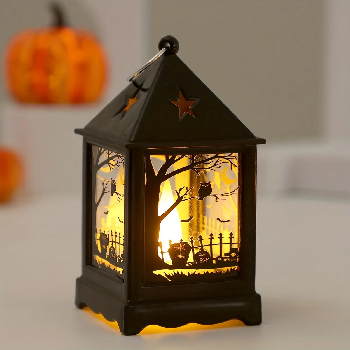 Lampe à Huile LED pour Halloween, Bougie d'Avertissement Électronique, Lanterne, Accessoires de ix, Ornements Shoes