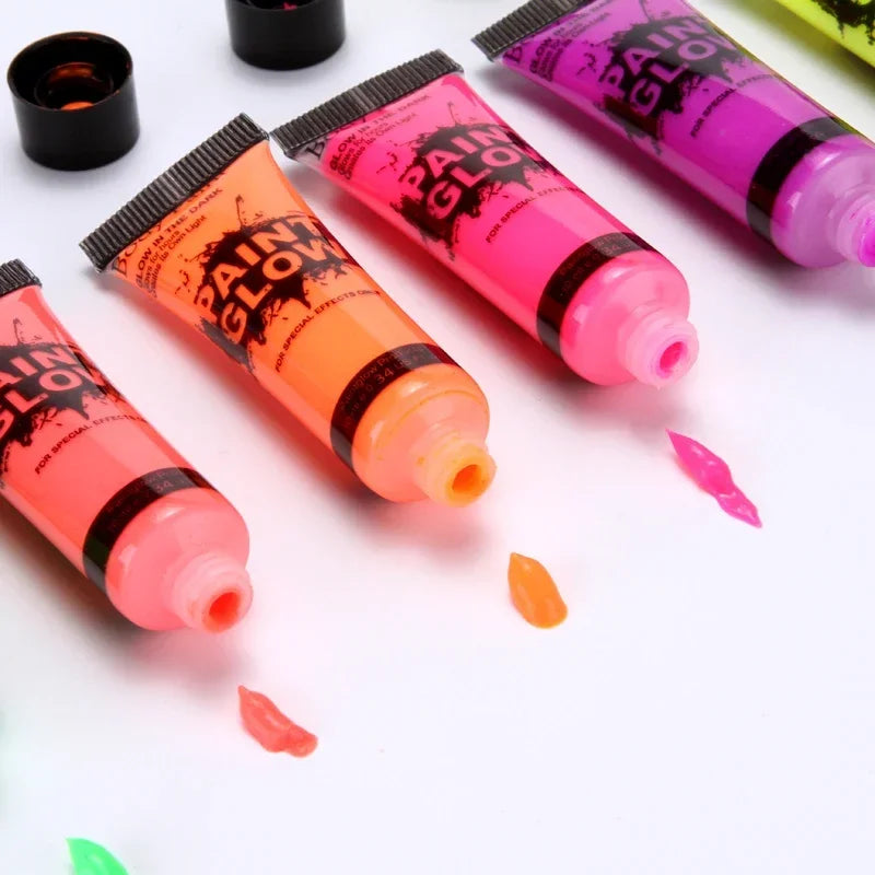 Peinture structurels ente UV Body Art pour enfants, néon, fête, festival, Halloween, cosplay, maquillage, visage, 5 pièces