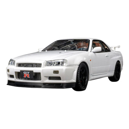 1:18 Nissan GT-R34 SKYLINE modèle de voiture en alliage Super voiture de sport acousto-optique direction rétractable porte jouet pour enfants peut être ouverte