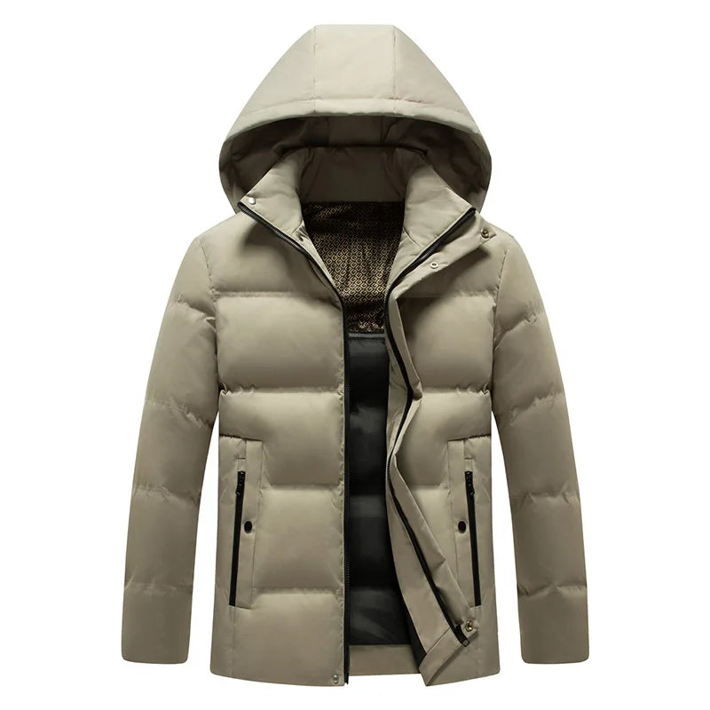 Parka décontractée à capuche pour hommes d'affaires, vêtements d'extérieur imperméables, chaud, sourire, veste en coton épais, extérieur, coupe-vent, hiver