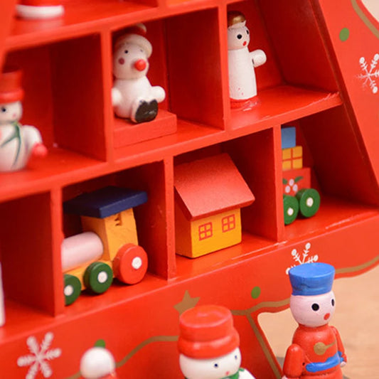 Décorations de noël en bois, arbre de noël, disposition de scène créative, ornements tridimensionnels rouges, décoration de Table de noël et de bureau