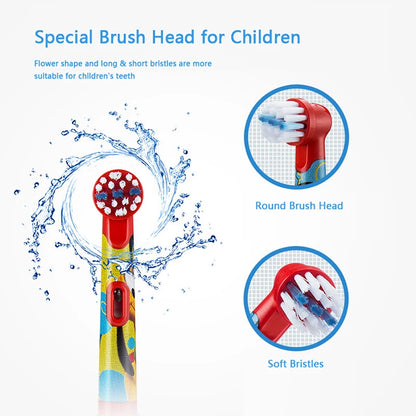 Oral-B-Brosse à dents électrique pour enfants, poils souples, tête de brosse de résubdivision, 2 fonctions d'apprentissage, enfants de 5 ans et plus