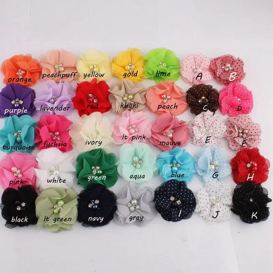 Mini fleurs artificielles en tissu mousseline de soie, 8 pièces, 2 pouces, 35 couleurs, pour Invitation de mariage, décoration de robe
