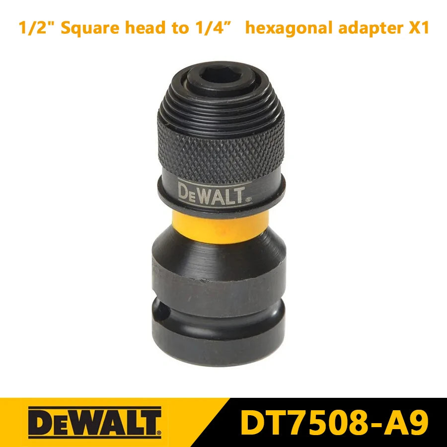 DEWALT adaptateur de clé à chocs DT7508-QZ 1/4 "hex à 1/2" accessoires d'outils carrés jeu de clés à cliquet convertisseur d'entraînement DT7508-A9