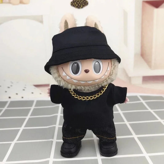 Pour V1 V2 V3 Labubu pendentifs collier en argent avec couvre-chef Labubu tenue collier accessoires